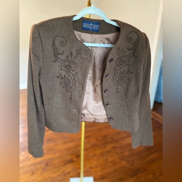 Herman Geist Embroidered Blazer Jacket VTG Wool Blend Folk Castle Scandi Boho - Picture 4 of 12